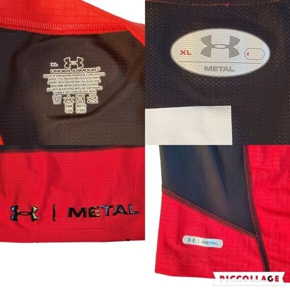 Under Armour Metal red black white 71 OL short sleeve top sz XL - Picture 11 of 11